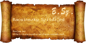 Bacsinszky Szilárd névjegykártya